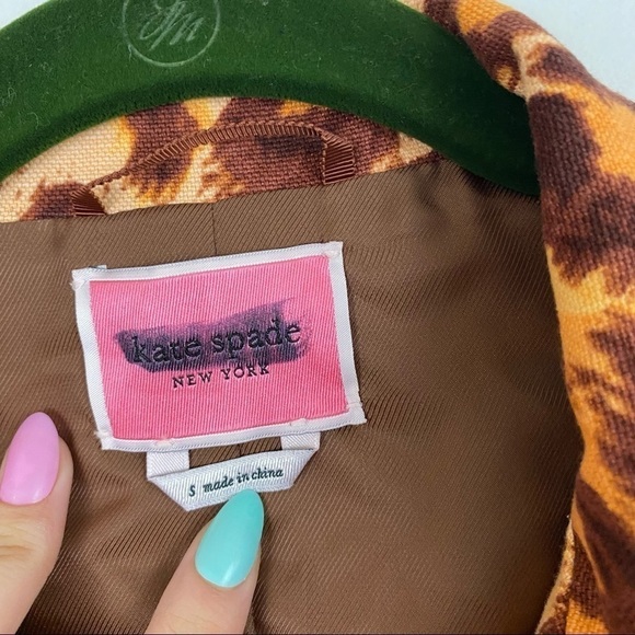 KATE SPADE cheetah print zip up jacket sz S - Picture 5 of 8